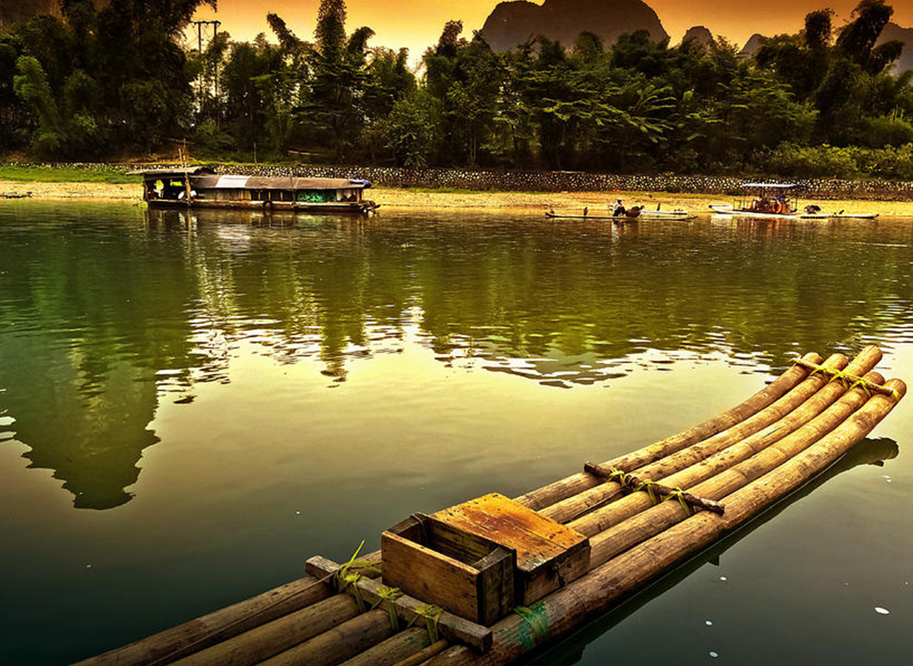 Bamboo Raft - Enjoy peaceful river rides on traditional bamboo rafts
